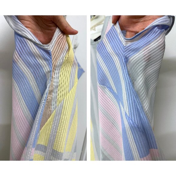 Akris Pastel Stripe Bars Print Zip Top Blouse Cotton Variazioni Colorblock 4 - Picture 12 of 12